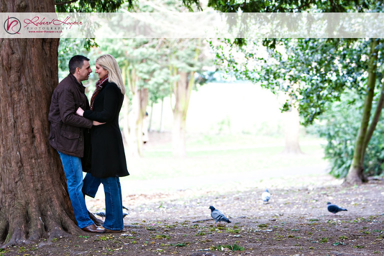 Lisa and Jim's pre wedding photo shoot in Carshalton Park, Surrey