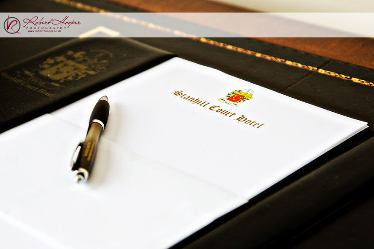 Family crest letterhead for the Stanhill Court Hotel