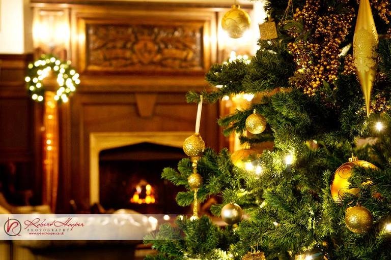 Christmas tree and fireplace - winter weddings at the London Golf Club