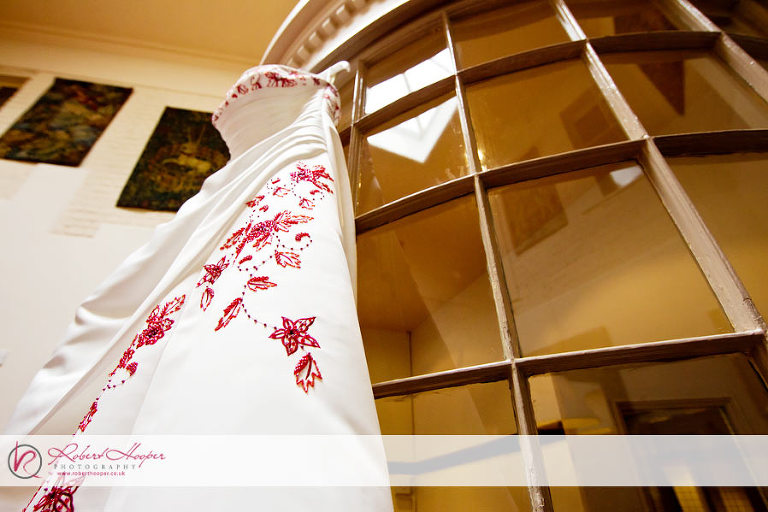 Hanging wedding dress 