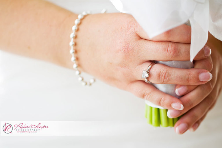 Engagement ring and bridal bouquet 