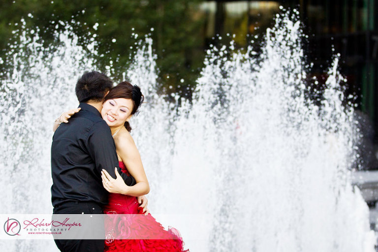 Bride and Groom with water feature 