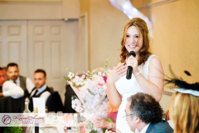 Bride's speech at wedding reception in Kent 