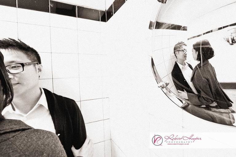 Creative pre wedding photography in London tube station 