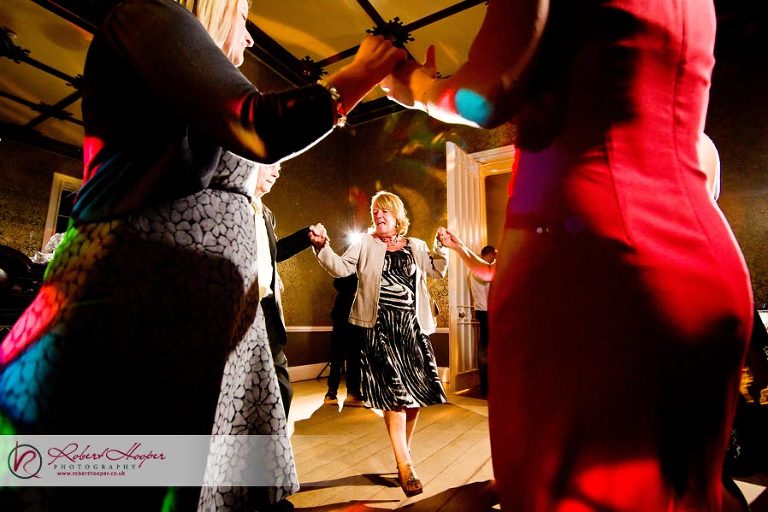 Wedding guests dancing