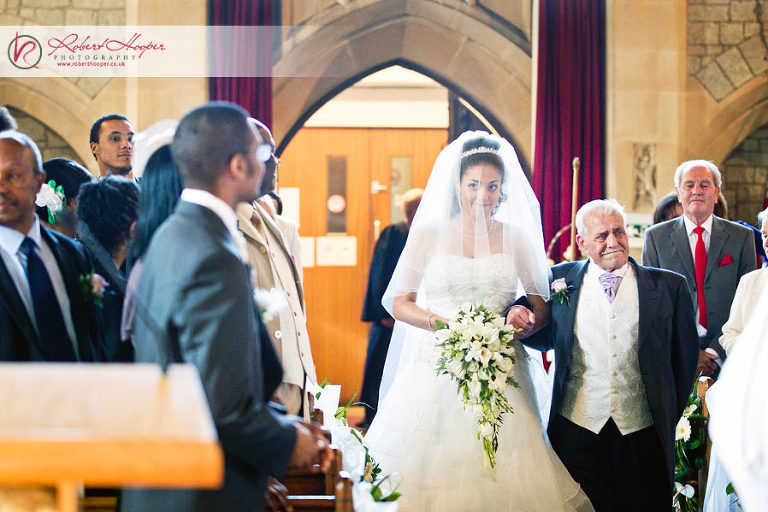 Bride and groom eyes meet 