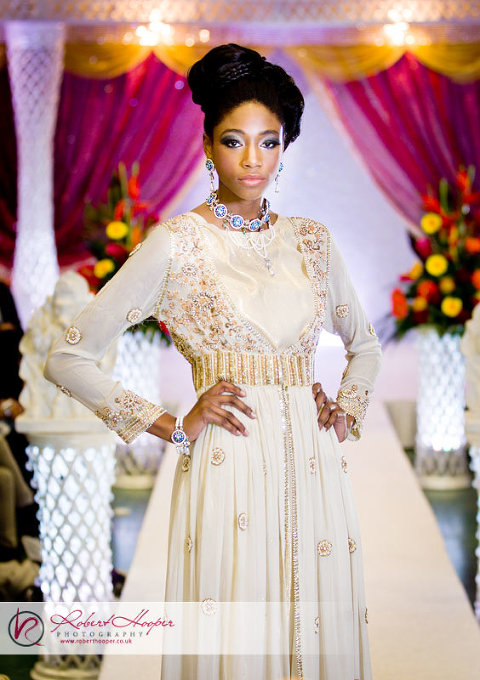 Model on catwalk at the High Expectation Asian wedding show 