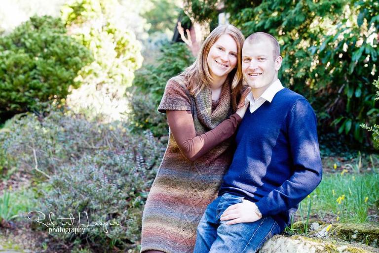 Pre wedding couple in gardens, Surrey