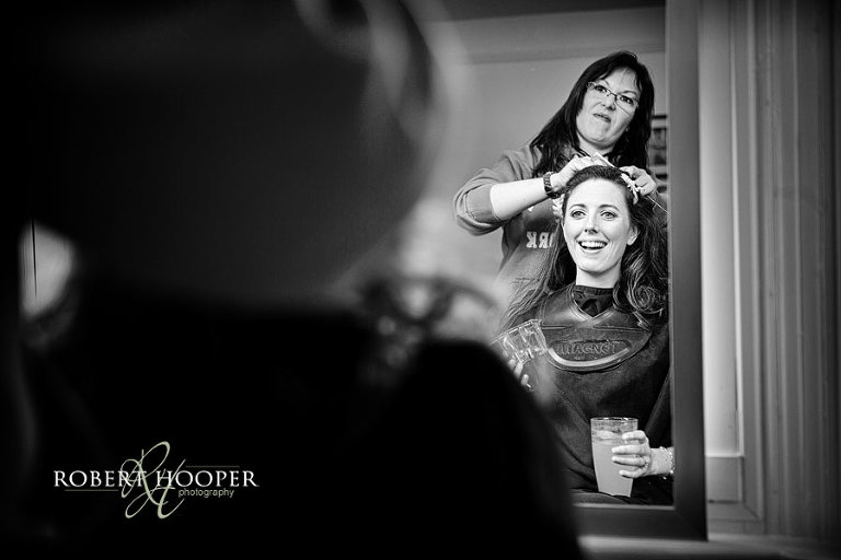 Bride with makeup artist