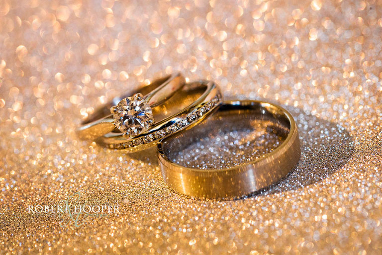 Sparkly wedding rings photography