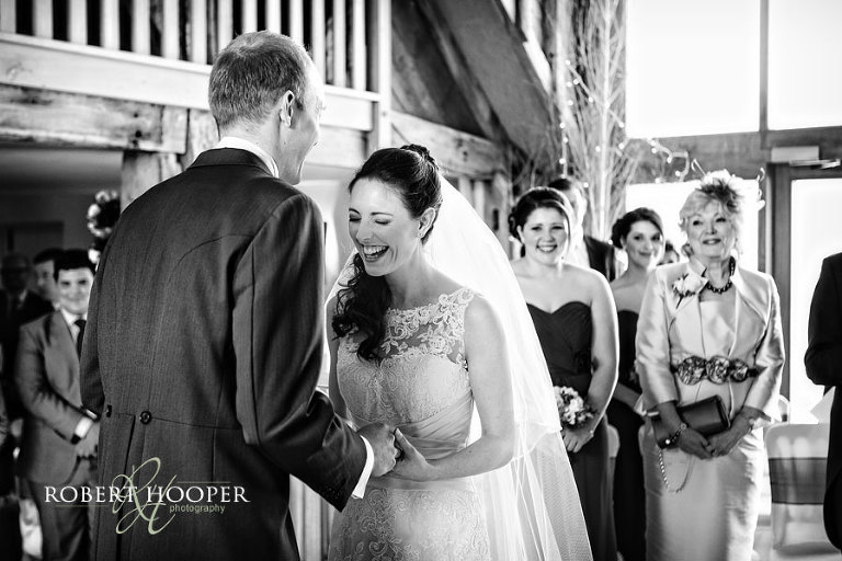 Barn at Bury Court wedding ceremony photography