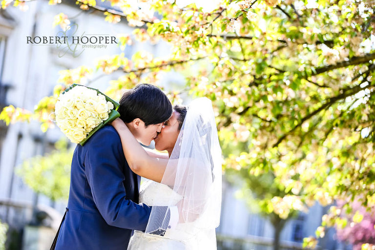 Romantic bride and groom at Froebel College wedding