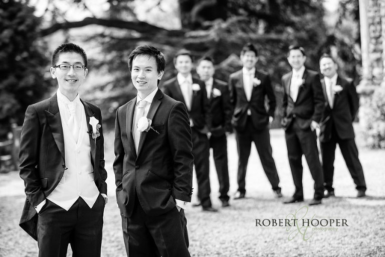 Chinese groom and groomsmen at church in Kent