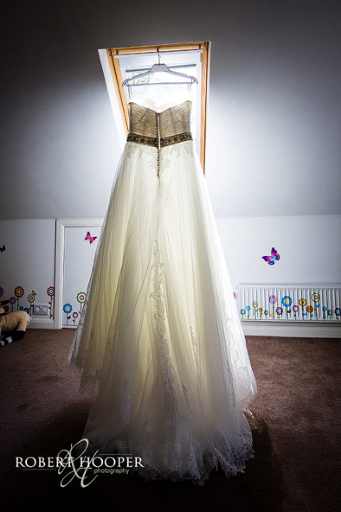 Hanging wedding dress
