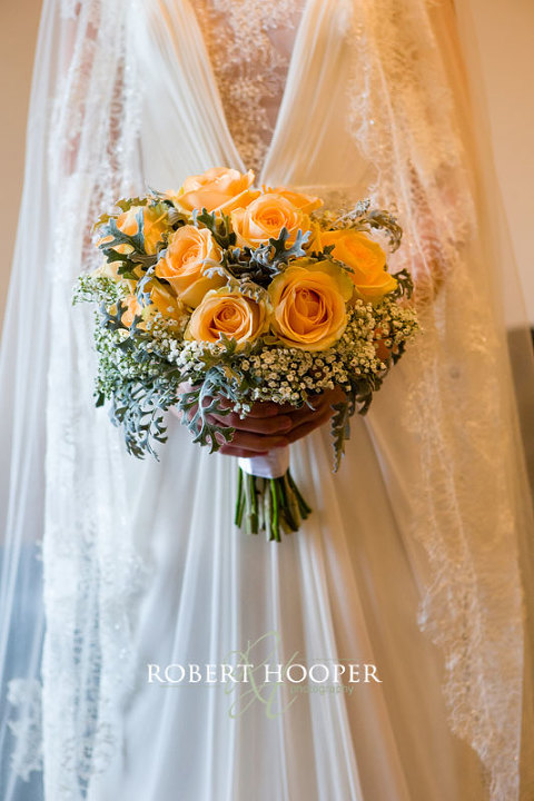 wedding flowers with bride
