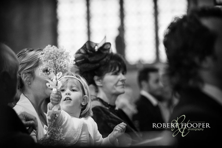 flower girl at church wedding ceremony in Sidcup, Kent