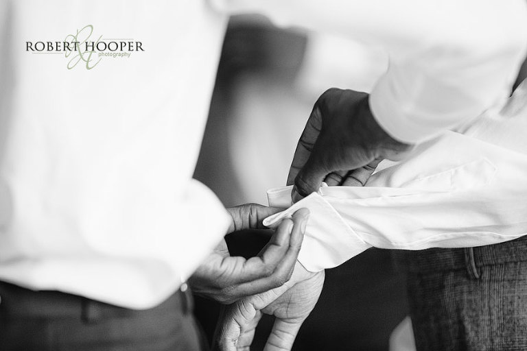 Groom cufflinks wedding preps Surrey wedding at Addington Palace
