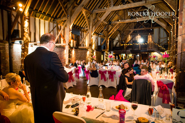 Wedding speeches at Cooling Castle Barn