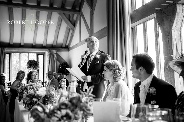 Father of the bride giving his speech at Cain Manor wedding venue in Surrey