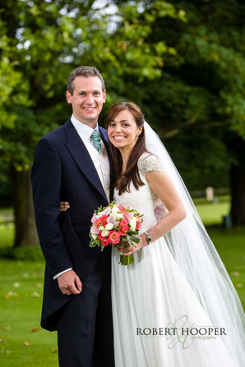 Bride and groom portrait in the grounds of The Hurlingham Club in London