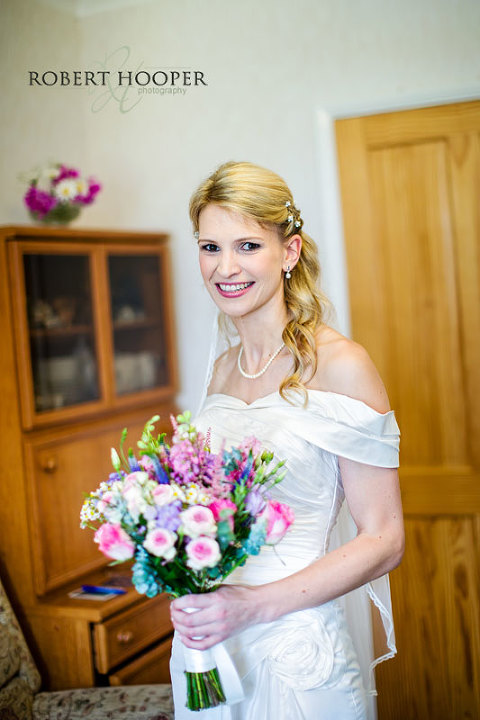 Kent bridal in wedding dress for portrait before wedding at All Saints Church in Orpington Kent