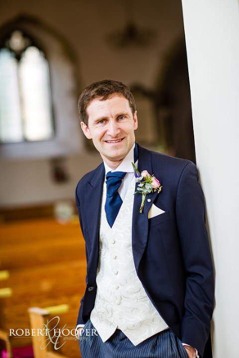 Groom portrait on his wedding day at All Saints Church, Orpington, Kent