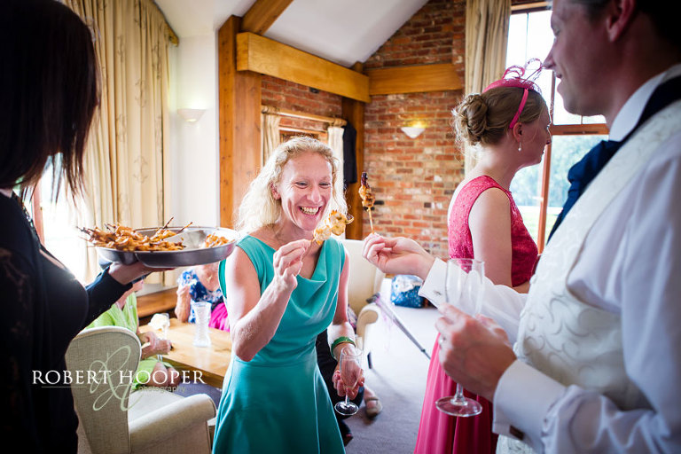Champagne and canapes reception at Westerham Golf Club wedding venue in Kent