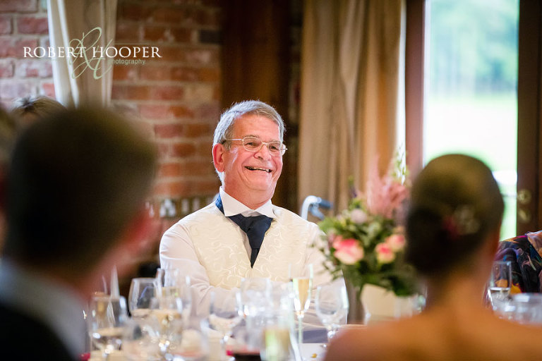 Natural shot during wedding breakfast speeches at Westerham Golf Club venue in Kent