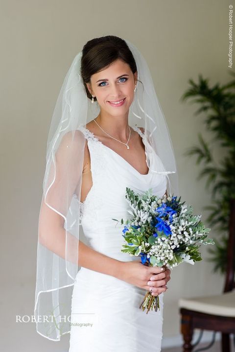 Bridal portrait before leaving for the church on wedding day in Send, Surrey