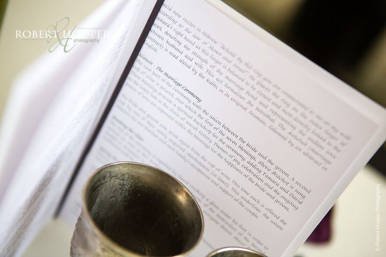 Two cups of wine for Jewish wedding ceremony held at Northbrook Park Surrey