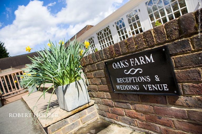 Outside of Oaks Farm Barn on Spring wedding day