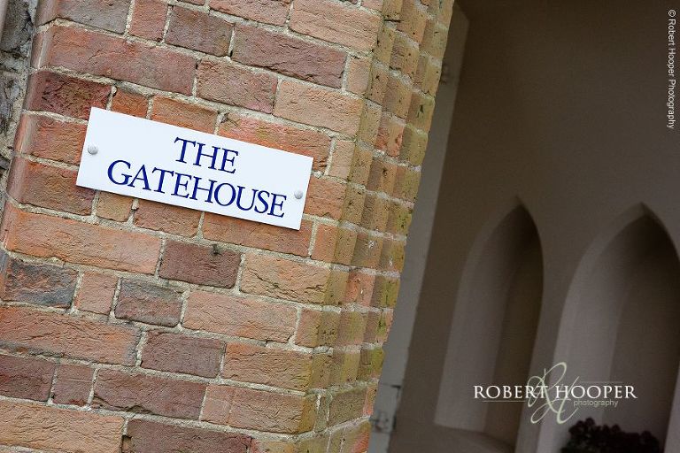 Sign for "The Gatehouse" where bride and bridesmaids were preparing for wedding day