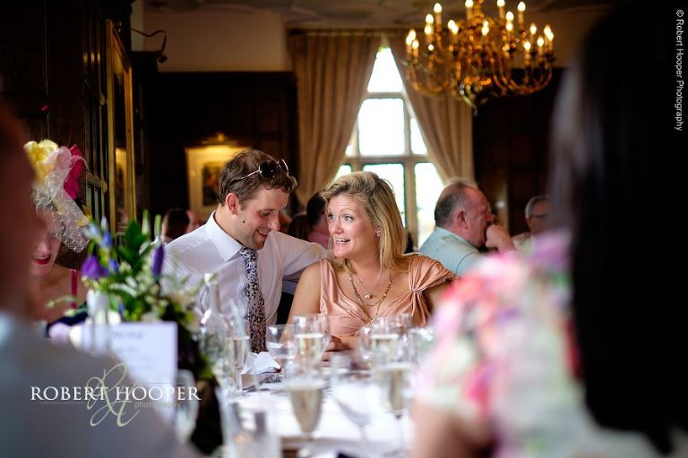 Wedding guests enjoying wedding breakfast at Eastwell Manor Ashford Kent