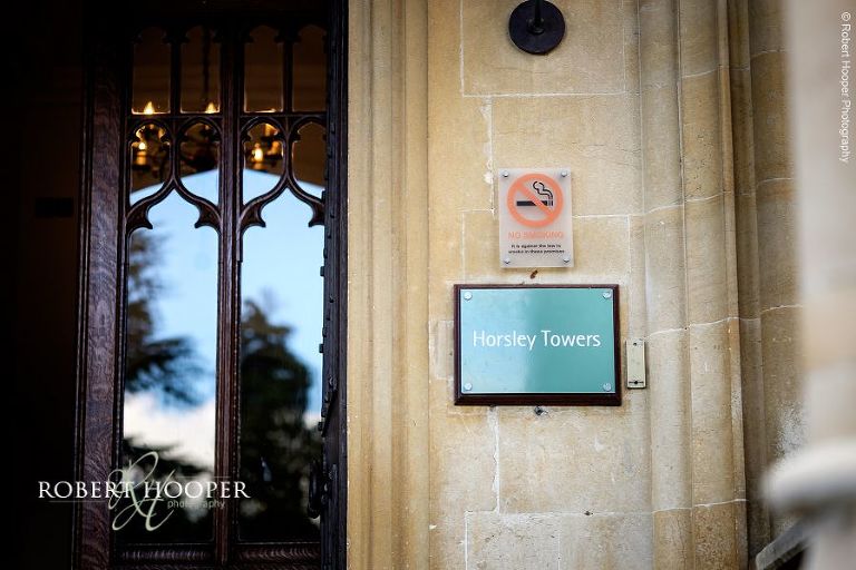 Sign post outside entrance to Horsley Towers in Surrey