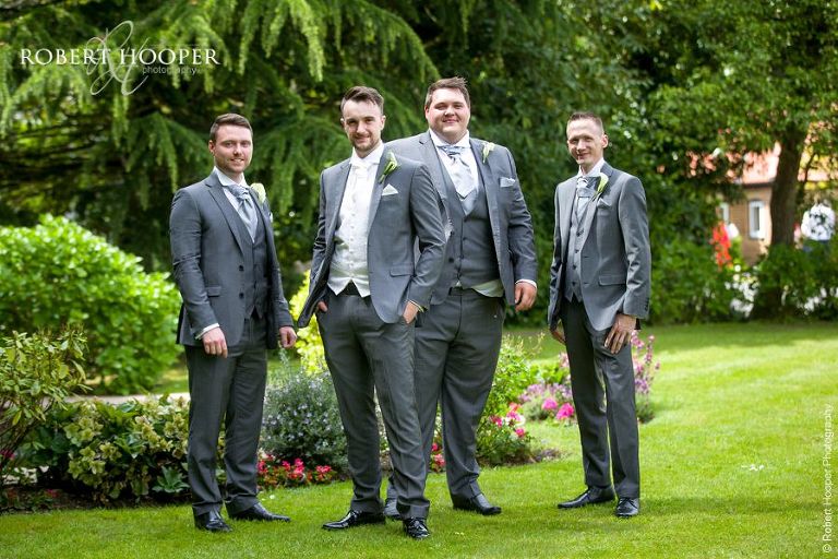 Groom and groomsmen at Oaks Farm Barn wedding Croydon Surrey