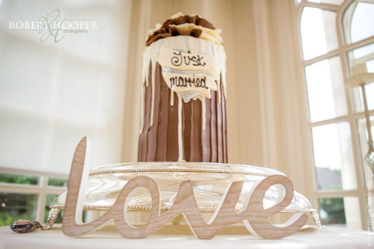 choccywoccydoodah wedding cake for wedding day at Oaks Farm Barn Croydon Surrey