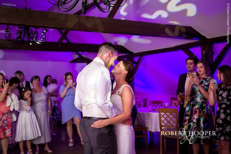 Bride and groom's first dance on their wedding day at Oaks Farm Croydon Surrey