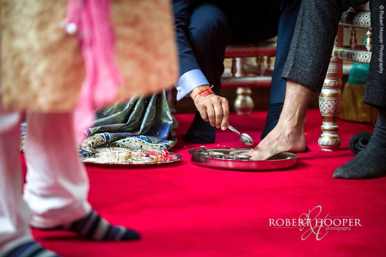 Var Poojan (welcoming the Groom) at Hindu ceremony at Middle Temple London