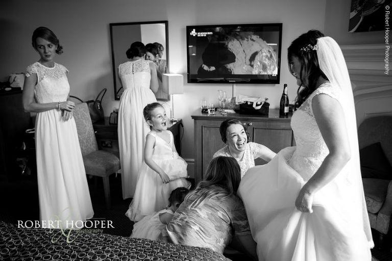 Bridal preps for wedding day at Wotton House Dorking Surrey