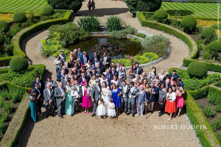 Group photo on wedding day at Wotton House Dorking Surrey
