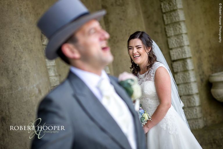 Bride and groom on wedding day at Wotton House Dorking Surrey