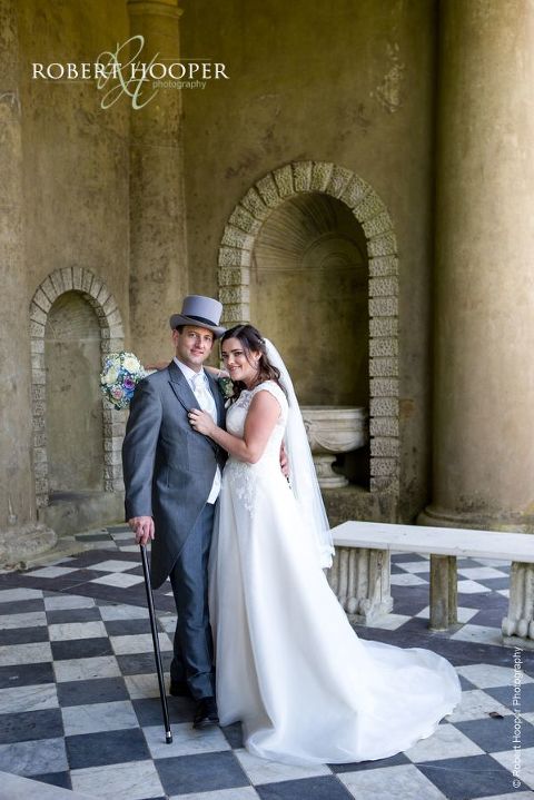 Bride and groom on wedding day at Wotton House Dorking Surrey