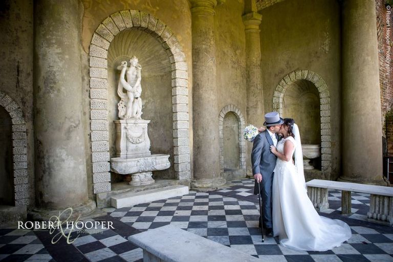 Bride and groom on wedding day at Wotton House Dorking Surrey