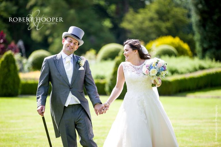 Bride and groom on wedding day at Wotton House Dorking Surrey