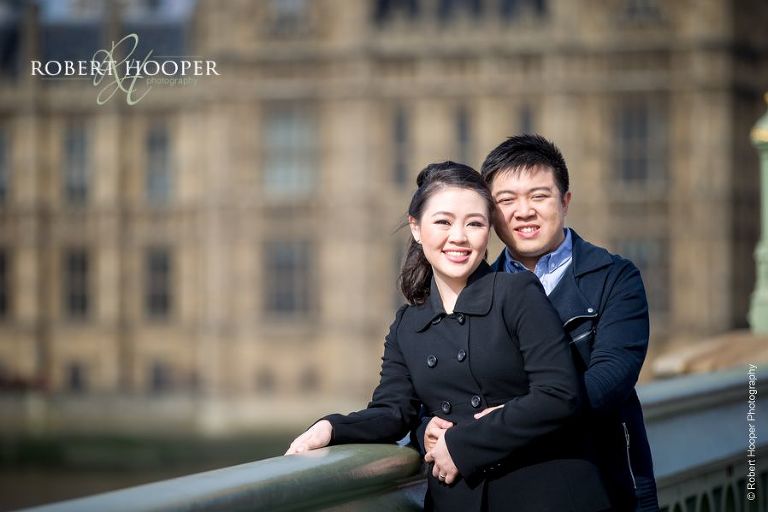 Singaporean couple on pre wedding photo shoot in London UK
