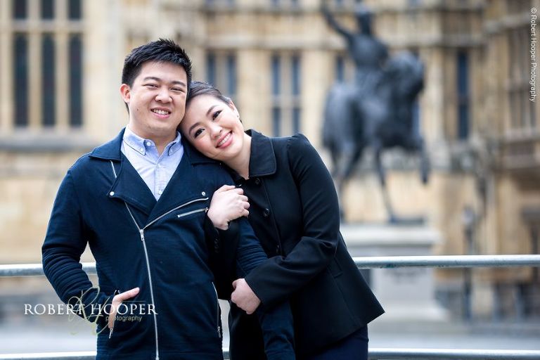 Singaporean couple on pre wedding photo shoot in London UK