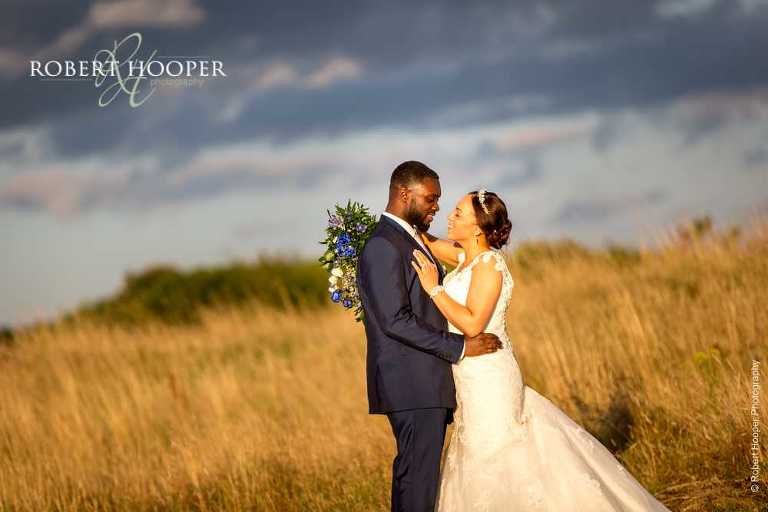 Bride and groom portraits on wedding day Surrey