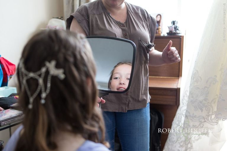 Bridal preps for wedding day at Oaks Farm Surrey
