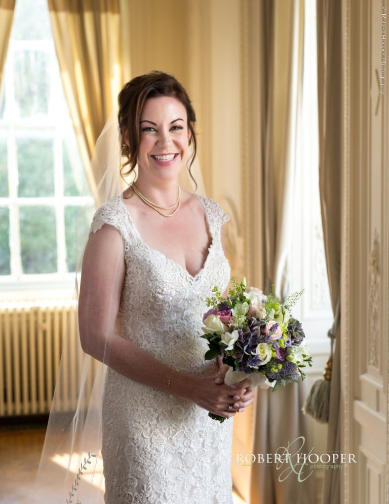 Bride on wedding day Addington Palace Surrey