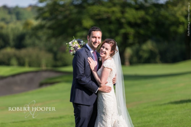 Bride and groom on wedding day Addington Palace Surrey